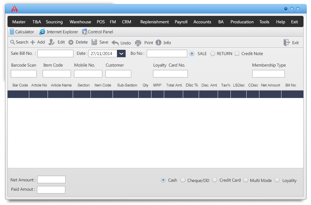 Vesture Restaurant Point Of Sale – Key Features