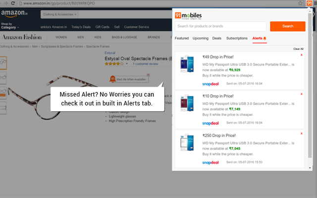 91mobiles Chrome Extension: Add-on To Price Comparison For Lowest Price In The Market